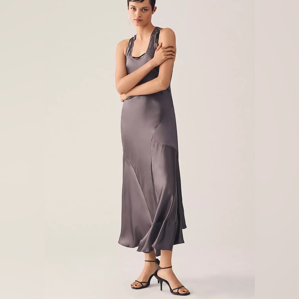 By Anthropologie Seamed Silk Midi Dress